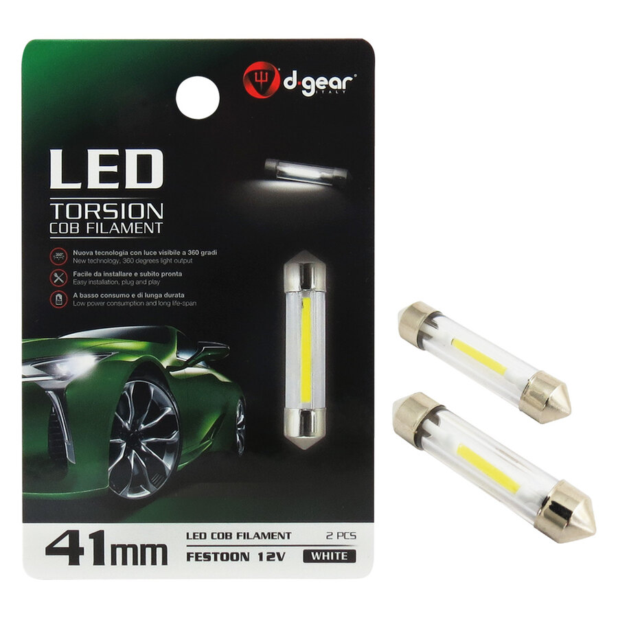 Lampadina a siluro a led SV8,5 41mm Torsion COB filament - D-GEAR