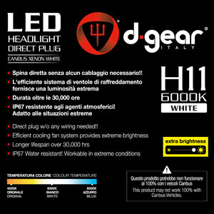 Lampadine H11 X-series Led Headlight Direct Plug - D-GEAR