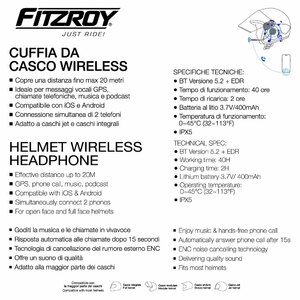 Cuffia Bluetooth Cuffia da casco wireless - FITZROY