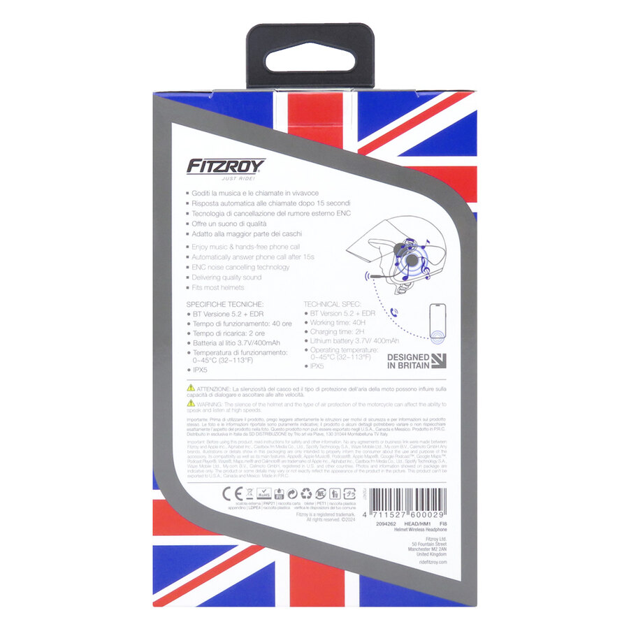 Cuffia Bluetooth Cuffia da casco wireless - FITZROY