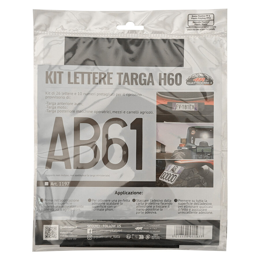 Adesivi targa Kit adesivi lettere targa mezzi agricoli - GAT