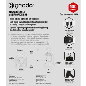 Lampada multiuso Ricaricabile - GRADO