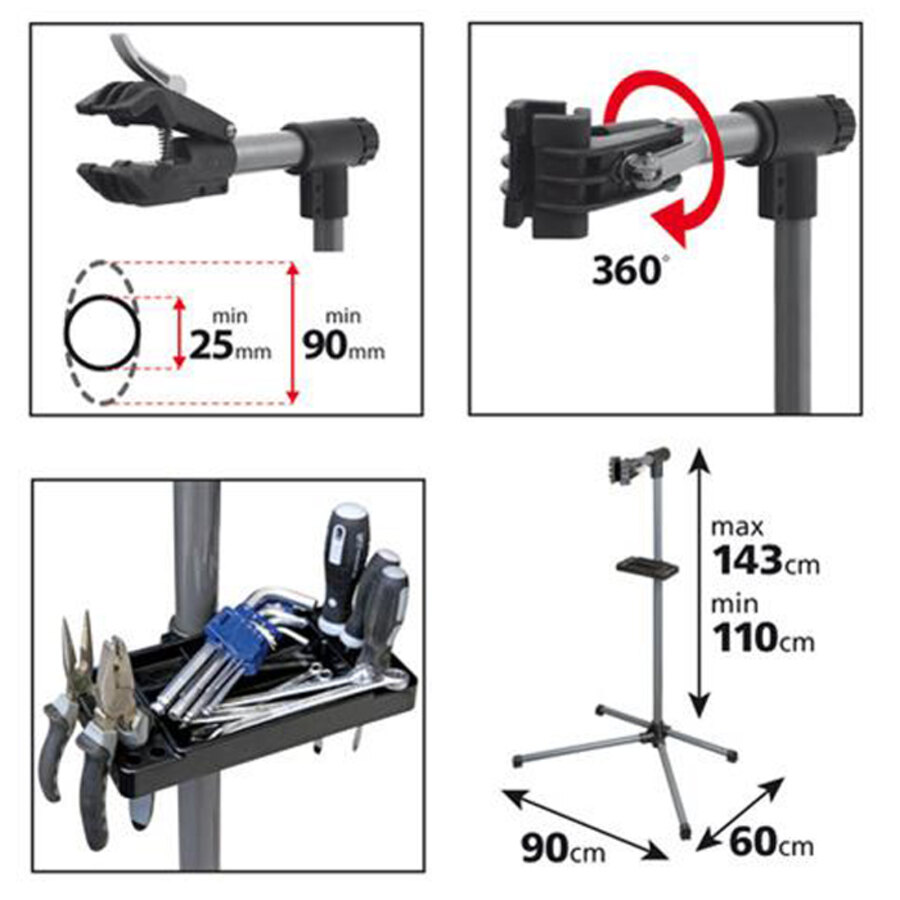 Cavalletto Per Bici Regolabile - Supporto Manutenzione Con Rotazione 360° E Porta Attrezzi Magnetico - Foto 3