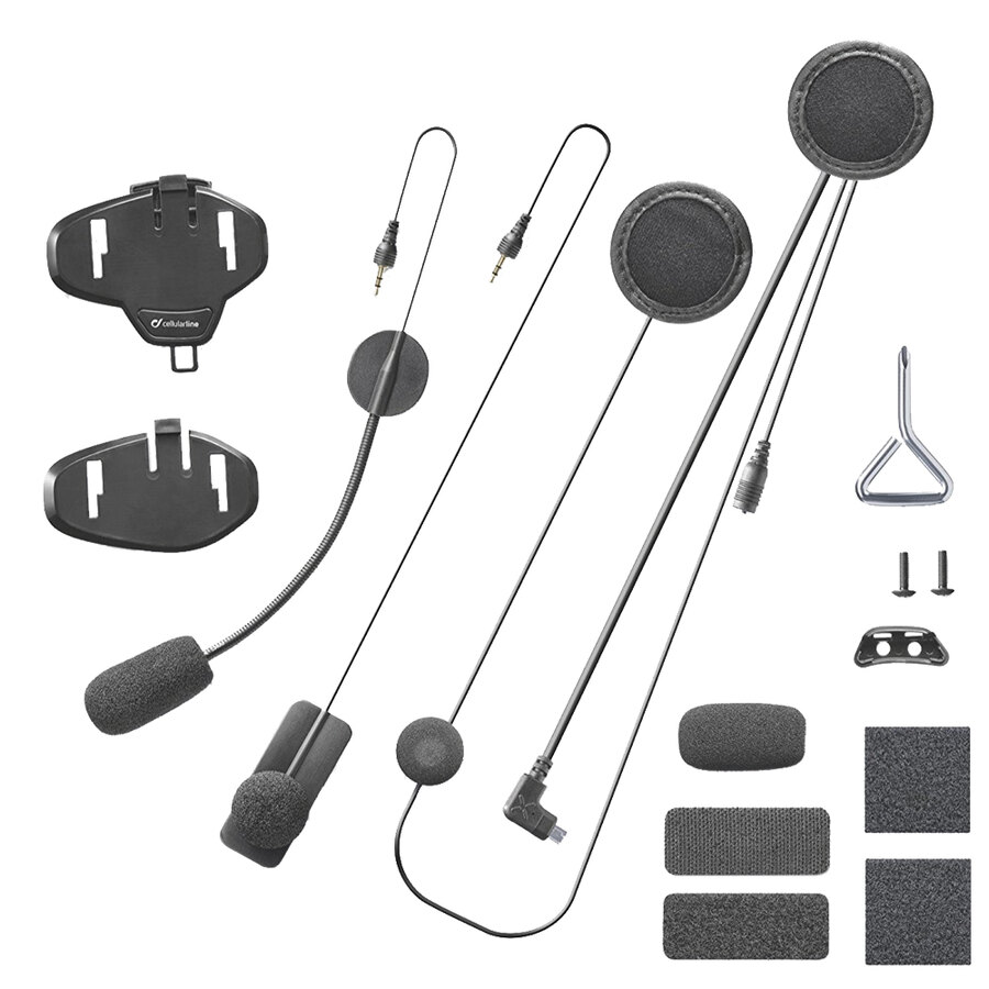 Kit Ricambi Per Interfono Moto Interphone - Staffe Adesive, Viti E Velcro Per Modelli Avant, Tour, Link, Urban