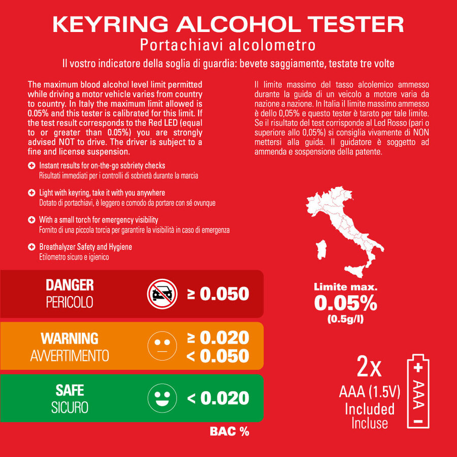 Etilometro Keyring Alcohol Tester - KIKSAFE