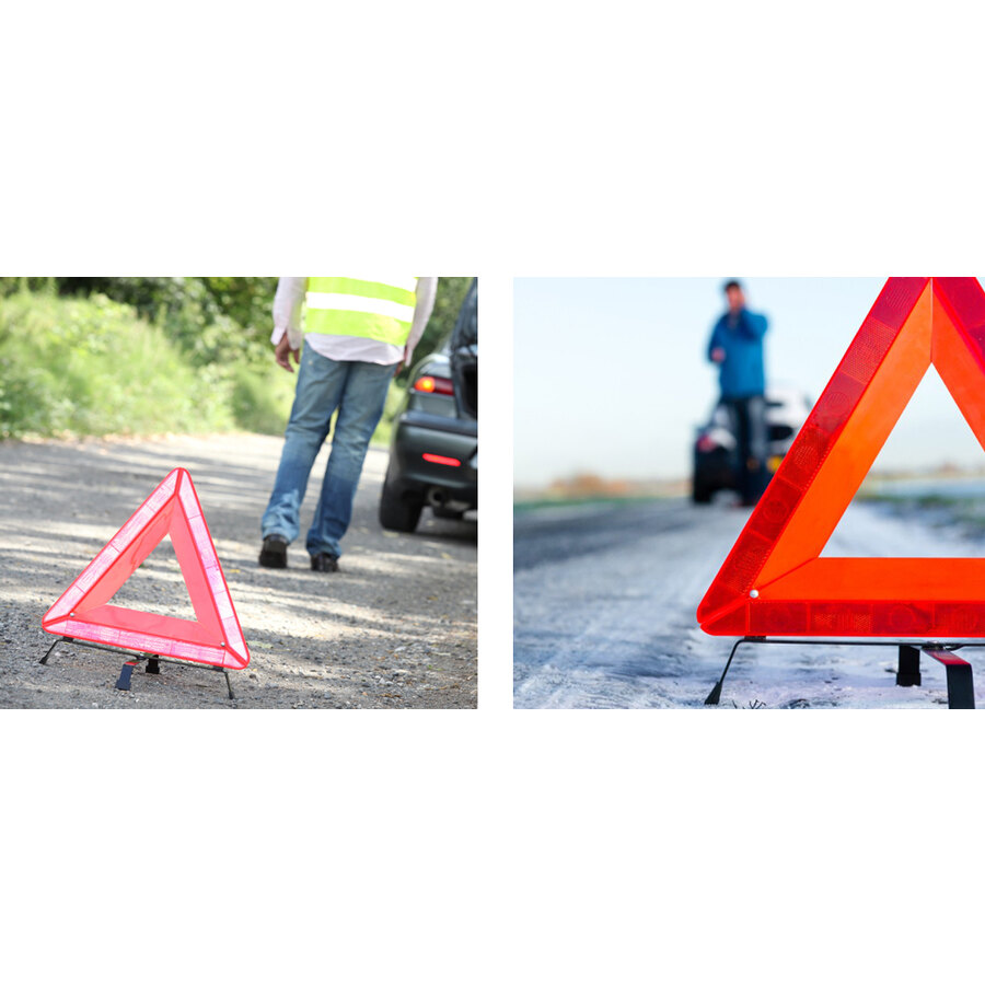Triangolo Di Emergenza Catarifrangente - Segnale Stradale Pieghevole Con 4 Piedi, 42 Cm Lato