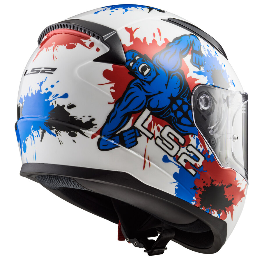 Casco bambino Integrale FF353J Monster LS2 HELMETS color Bianco/blu/rosso -  Speedup.it