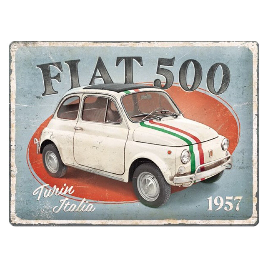 Cartello in latta Fiat 500 - NOSTALGIC ART