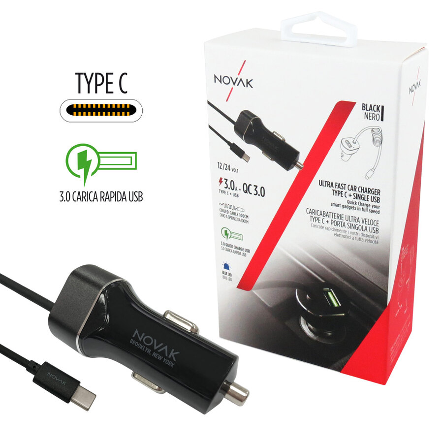 Cavo ricarica 12V + USB Ultra veloce QC3.0 - NOVAK