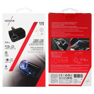 Sdoppiatore presa accendisigari con USB 1 socket + 2 USB - NOVAK