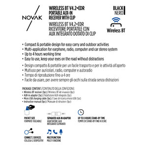 Trasmettitore Bluetooth Ricevitore Bluetooth + Aux 3,5mm - NOVAK