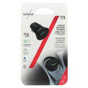 USB da presa accendisigari Ultra Fast USB 3.0 + USB Type C - NOVAK