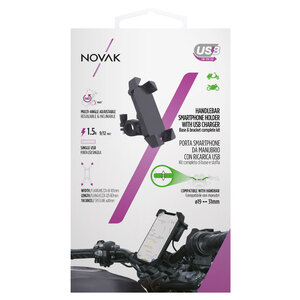 Supporto smartphone Da manubrio con ricarica USB - NOVAK