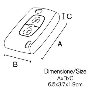 Cover chiave Peugeot, Citroen D02H2 - VENZO Citroen C2, C3, C4, C5, C6, C8, Xsara, Peugeot 107, 207, 307