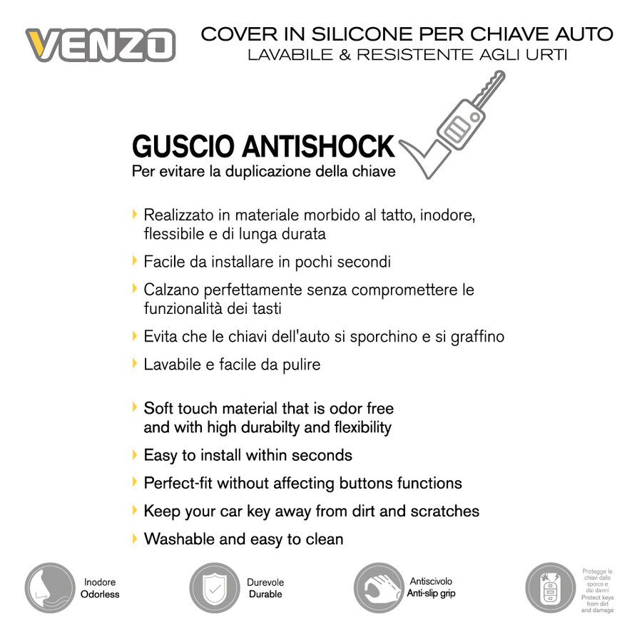 Accessori Renault Clio 5 Cover In Silicone Nero Per Chiave Renault - Compatibile Con Clio, Kadjar, Megane, Scenic, Captur Guscio Chiave Silicone