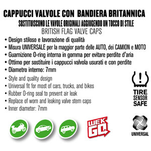 Cappucci valvola UK Flag - WEKGO