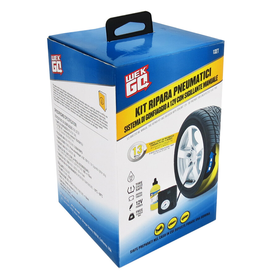 Kit Ripara Pneumatici con Compressore Wekgo Manuale Gomme