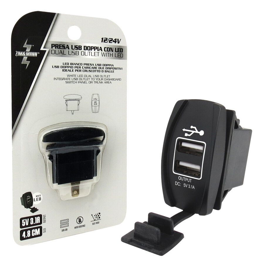 Presa di corrente USB doppio con LED bianco - ZIM&MANN