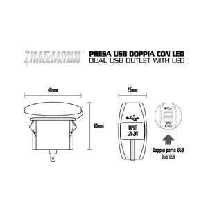 Presa di corrente USB doppio con LED bianco - ZIM&MANN
