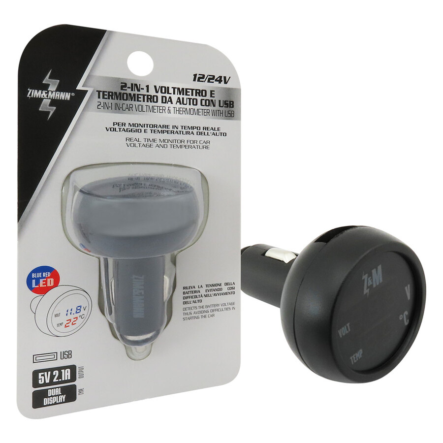 Voltmetro e termometro con USB - ZIM&MANN