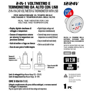 Voltmetro e termometro con USB - ZIM&MANN