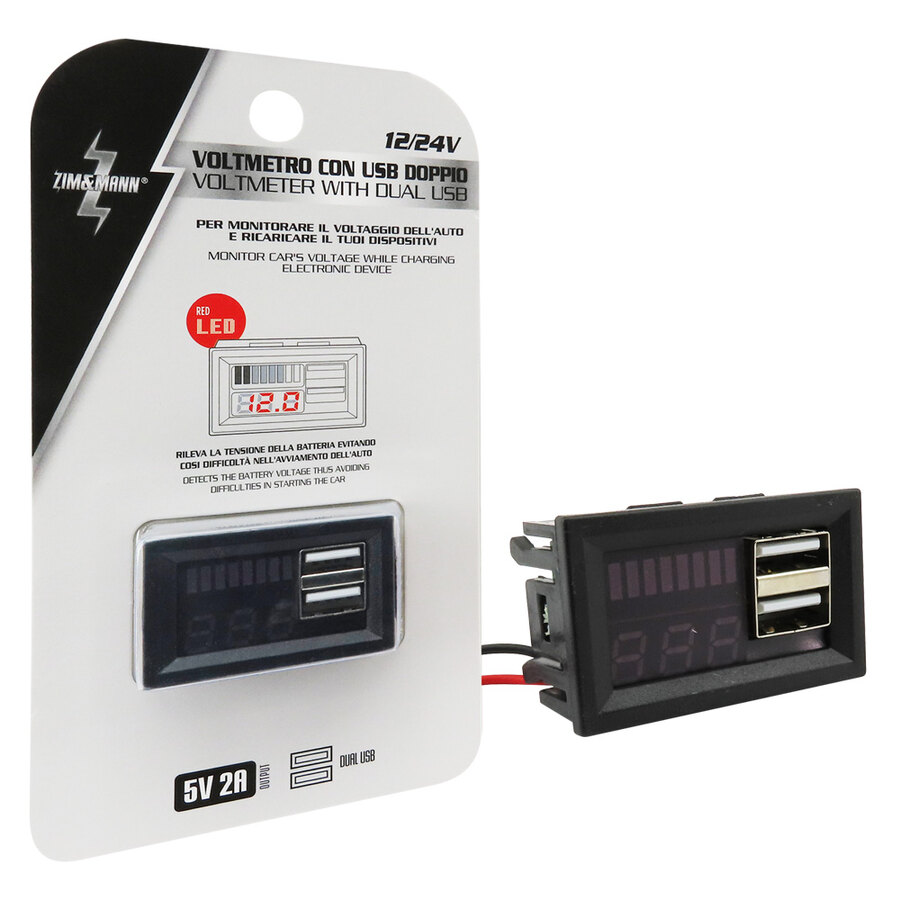 Voltmetro Con Led + USB - ZIM&MANN