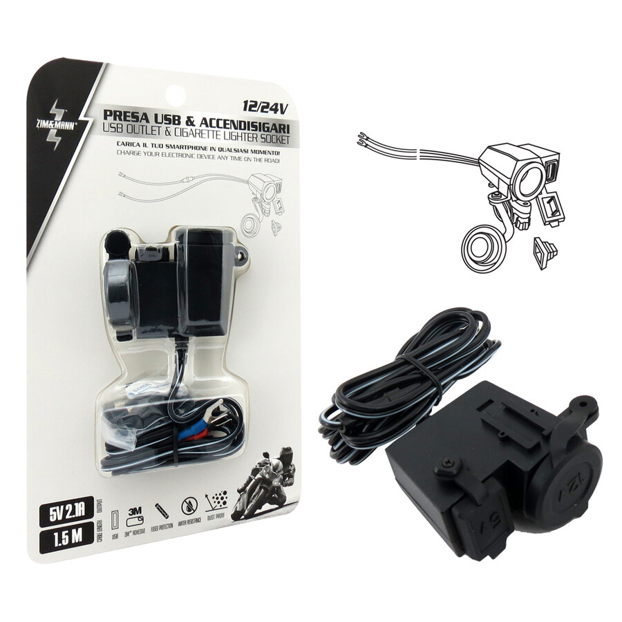 Presa di corrente Presa USB e accendisigari - ZIM&MANN
