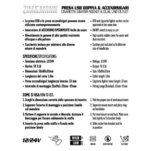 Presa di corrente Presa USB doppia e accendisigari - ZIM&MANN