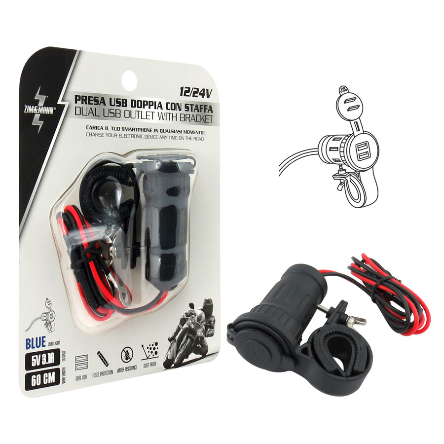Presa di corrente Presa USB doppia con staffa - ZIM&MANN