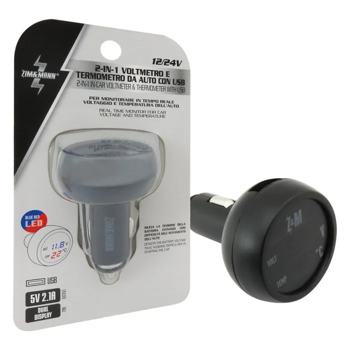 Voltmetro e termometro con USB ZIM&MANN