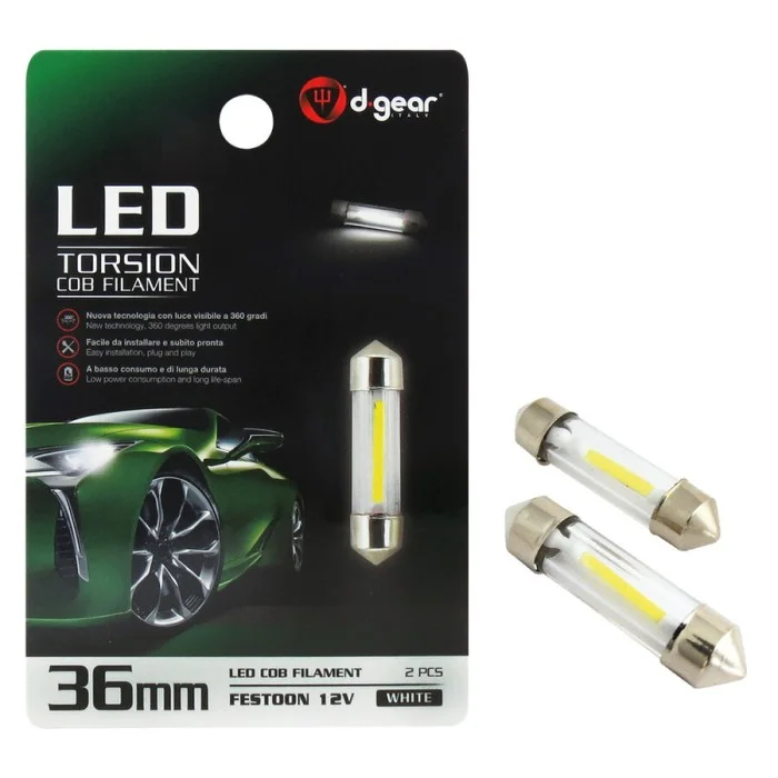 Lampadina a siluro a led SV8,5 36mm Torsion COB filament D-GEAR