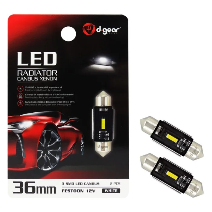 Lampadina a siluro a led SV8,5 Led Radiator Canbus Xenon D-GEAR