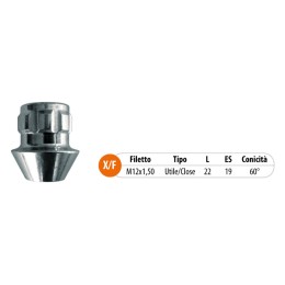 Dadi antifurto Ford C-Max, Fiesta, Focus, Fusion, Ka, Mondeo, Volvo C30, C70 TECNOSTEEL