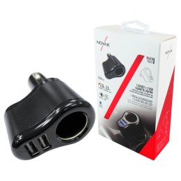 Sdoppiatore presa accendisigari con USB 1 socket + 2 USB NOVAK