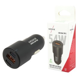 USB da presa accendisigari USB-A + 2 Type-C 54W NOVAK