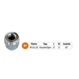 Dadi antifurto Daihatsu Cuore, Sirion, Terios, Hyundai Accent, Atos, Getz, Matrix, i10, i20, i30 TECNOSTEEL