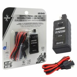 Presa di corrente Doppio USB con interruttore e voltmetro ZIM&MANN